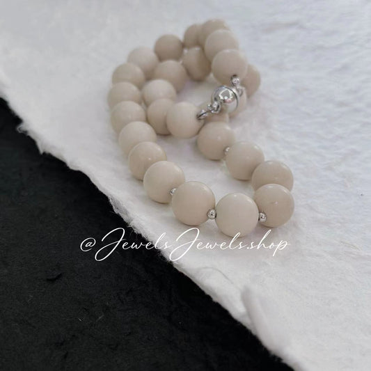 White Fossil Bead Choker