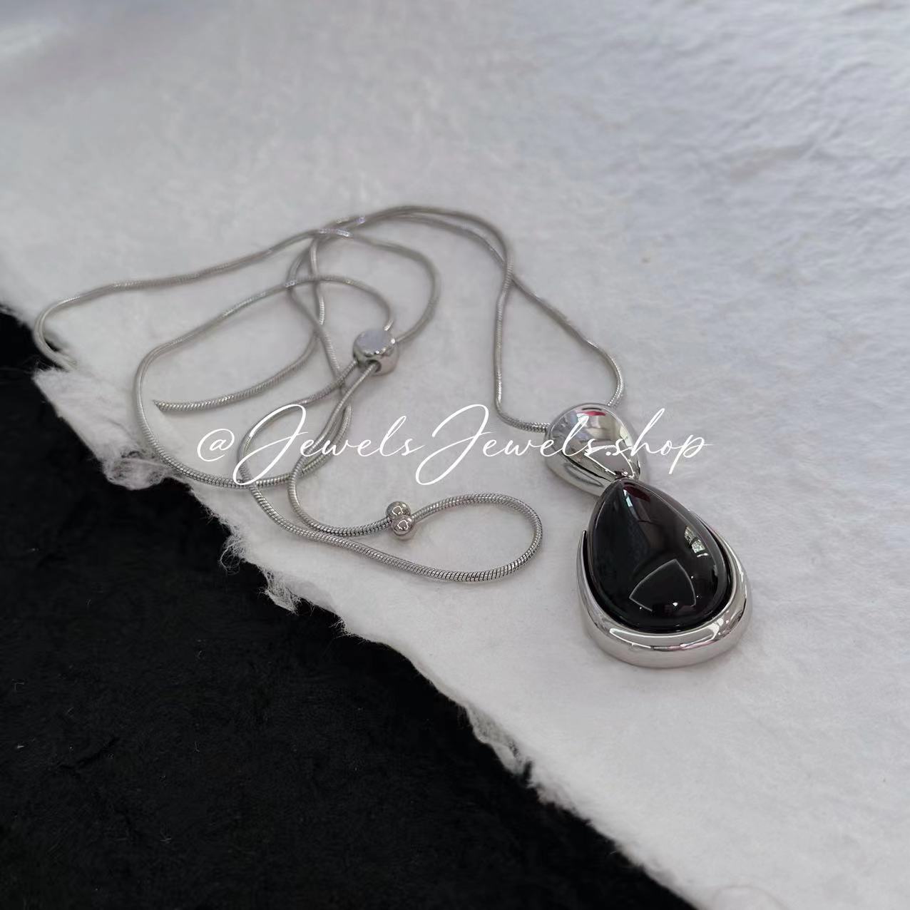 Obsidian Water drop-shaped Necklace