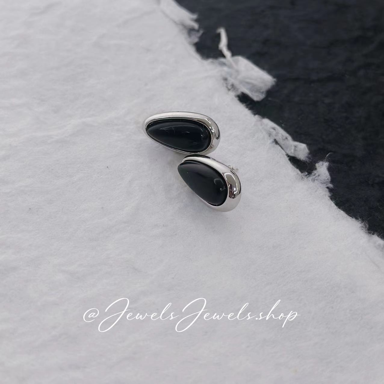 Teardrop Black obsidian Earrings